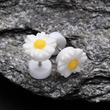 Detail View 3 of A Pair of Cutesy Daisy Flower Acrylic Fake Plug-White