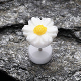 Detail View 2 of A Pair of Cutesy Daisy Flower Acrylic Fake Plug-White