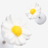 Detail View 1 of A Pair of Cutesy Daisy Flower Acrylic Fake Plug-White