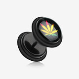 A Pair of Rasta Weed Acrylic Faux Gauge Plug Earring