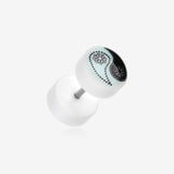 A Pair of Glow in the Dark Ying Yang Acrylic Faux Gauge Plug Earring-Blue/Aqua