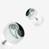 Detail View 1 of A Pair of Glow in the Dark Ying Yang Acrylic Faux Gauge Plug Earring-Blue/Aqua