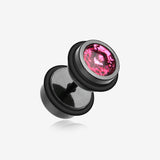 A Pair of Blackline Pointy Crystalline Faux Gauge Plug Earring