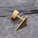 Detail View 3 of A Pair of Golden Triangle Force Steel Fake Plug Earring-Gold