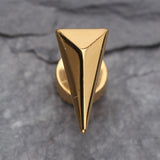 Detail View 2 of A Pair of Golden Triangle Force Steel Fake Plug Earring-Gold