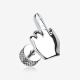 A Pair of Middle FU Finger Steel Fake Plug Earring