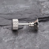 Detail View 3 of A Pair of Screw Bolt Top Steel Fake Plug Earring-Steel