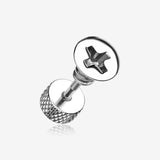 A Pair of Screw Bolt Top Steel Fake Plug Earring