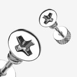 Detail View 1 of A Pair of Screw Bolt Top Steel Fake Plug Earring-Steel