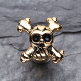 Detail View 2 of A Pair of Golden Pirate Skull Steel Fake Plug Earring-Gold