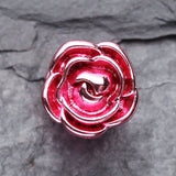 Detail View 2 of A Pair of Colorline Rose Blossom Steel Fake Plug Earring-Pink