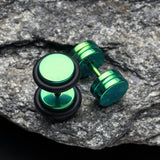 Detail View 1 of A Pair of Colorline Faux Gauge Plug Earring-Green