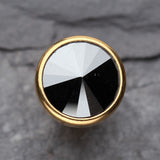 Detail View 2 of A Pair of Golden Pointy Faceted Crystal Fake Plug Earring-Hematite