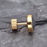 Detail View 3 of A Pair of Golden Pointy Faceted Crystal Fake Plug Earring-Hematite
