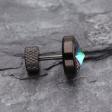 Detail View 3 of A Pair of Blackline Pointy Faceted Crystal Fake Plug Earring-Aurora Borealis