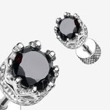 Detail View 1 of A Pair of Tiara Crown Prong Sparkle Fake Plug Earring-Black
