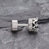 Detail View 3 of A Pair of Tiara Crown Prong Sparkle Fake Plug Earring-Black