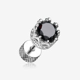 A Pair of Tiara Crown Prong Sparkle Fake Plug Earring