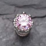 Detail View 2 of A Pair of Tiara Crown Prong Sparkle Fake Plug Earring-Pink