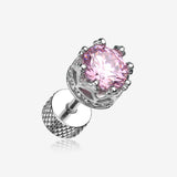 A Pair of Tiara Crown Prong Sparkle Fake Plug Earring