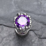 Detail View 2 of A Pair of Tiara Crown Prong Sparkle Fake Plug Earring-Purple