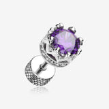 A Pair of Tiara Crown Prong Sparkle Fake Plug Earring