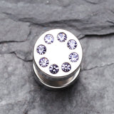 Detail View 2 of A Pair of Multi Gem Encircled Steel Fake Plug Earring-Tanzanite