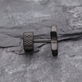 Detail View 3 of A Pair of Blackline Star Embossed Fake Plug Earring-Red