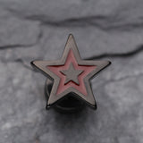Detail View 2 of A Pair of Blackline Star Embossed Fake Plug Earring-Red