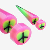 A Pair of Peace Heart UV Acrylic Faux Taper Earring-Pink