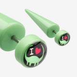 A Pair of I heart Dino Acrylic Faux Taper Earring-Green