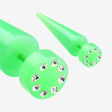 A Pair of Multi Gem Solid Acrylic Faux Taper Earring-Green
