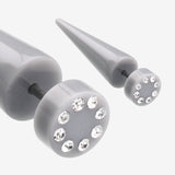 A Pair of Multi Gem Solid Acrylic Faux Taper Earring-Gray