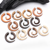 Detail View 2 of A Pair of Dark Tamarind Wood Fake Spiral Hanger Earring