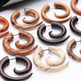 Detail View 3 of A Pair of Cang Wood Fake Spiral Hanger Earring