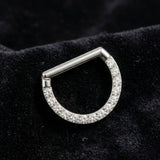 Implant Grade Titanium Sparkle Lined D Shape Clicker Hoop Ring