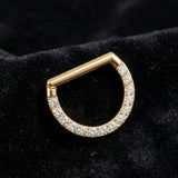Implant Grade Titanium Golden Sparkle Lined D Shape Clicker Hoop Ring