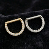 Implant Grade Titanium Golden Sparkle Lined D Shape Clicker Hoop Ring