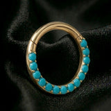 Implant Grade Titanium Golden Turquoise Lined Clicker Hoop Ring