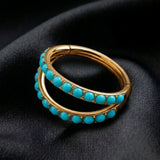 Implant Grade Titanium Golden Turquoise Double Lined Clicker Hoop Ring