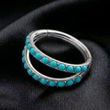 Implant Grade Titanium Turquoise Double Lined Clicker Hoop Ring
