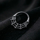 Implant Grade Titanium Black PVD Spider Web Clicker Hoop Ring