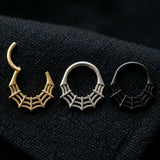 Implant Grade Titanium Black PVD Spider Web Clicker Hoop Ring