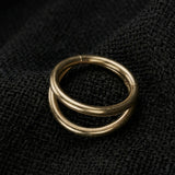 Implant Grade Titanium Golden Double Lined Clicker Hoop Ring