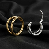 Implant Grade Titanium Golden Double Lined Clicker Hoop Ring