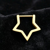 Implant Grade Titanium Golden Basic Hollow Star Clicker Hoop Ring