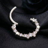 Implant Grade Titanium Sparkle Crescent Moon and Stars Clicker Hoop Ring