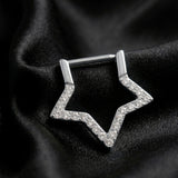 Implant Grade Titanium Sparkle Hollow Star Clicker Hoop Ring
