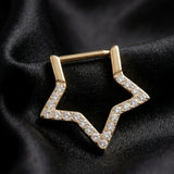 Implant Grade Titanium Golden Sparkle Hollow Star Clicker Hoop Ring