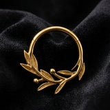 Implant Grade Titanium Golden Olive Leaf Vine Clicker Hoop Ring